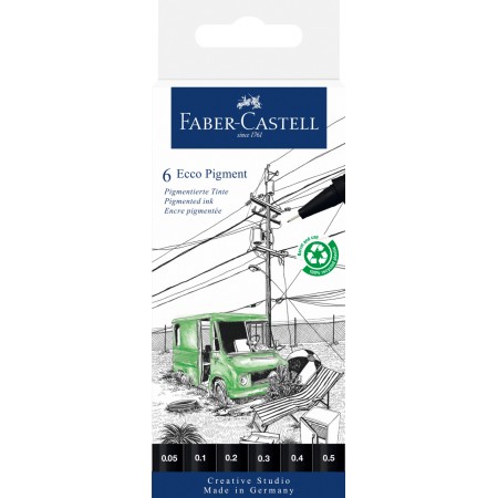 Liner eco pigment set 6 buc black edition faber-castell