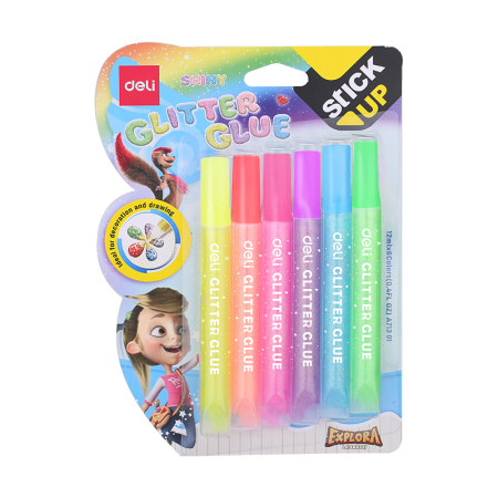 Lipici lichid glitter neon 6 culori*12ml deli