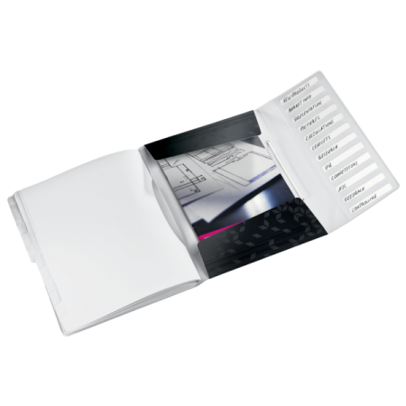 Mapa plastic 12 compartimente negru wow leitz