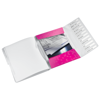 Mapa plastic 12 compartimente roz metalizat wow leitz