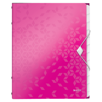 Mapa plastic 12 compartimente roz metalizat wow leitz