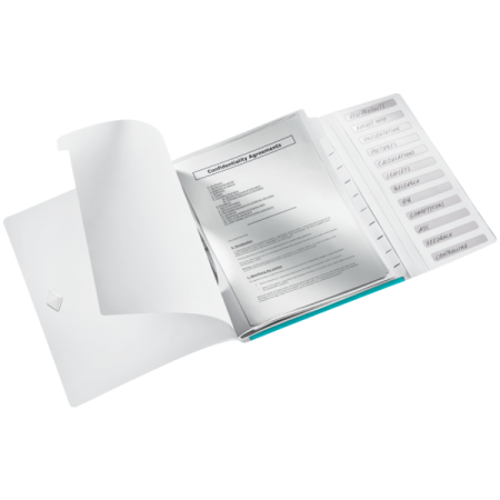 Mapa plastic 12 compartimente turcoaz metalizat wow leitz