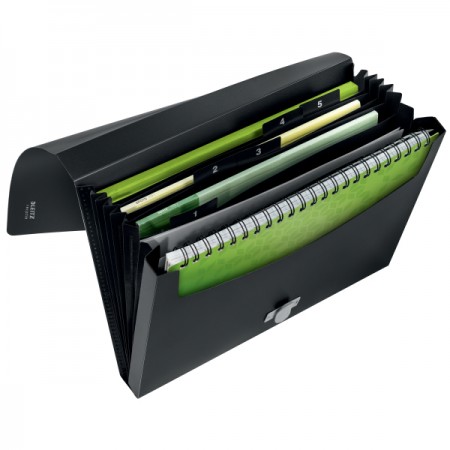 Mapa plastic 5 compartimente negru recycle leitz Mapa plastic 5 compartimente negru recycle leitz