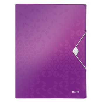 Mapa plastic cu burduf 30mm mov metalizat wow leitz