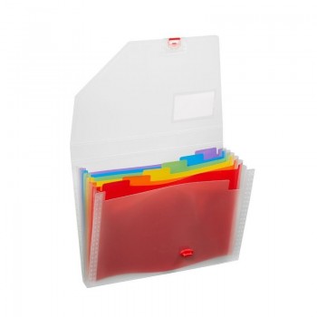 Mapa plastic cu clip a4 6 compartimente transparenta rainbow sno