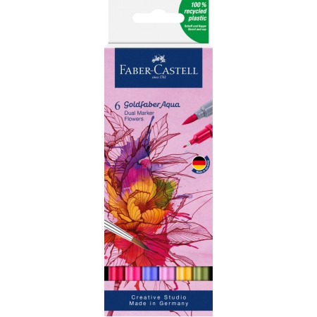 Marker solubil 2 capete set 6 buc flori goldfaber faber-castell Marker solubil 2 capete set 6 buc flori goldfaber faber-castell