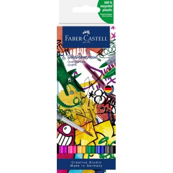 Marker solubil 2 capete set 6 buc graffiti goldfaber faber-castell