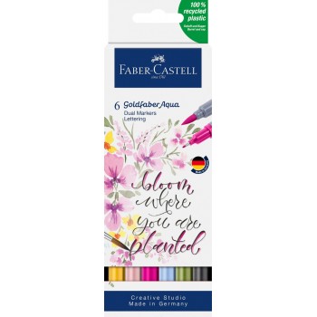 Marker solubil 2 capete set 6 buc lettering goldfaber faber-castell