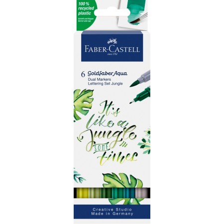 Marker solubil 2 capete set 6 buc lettering jungle goldfaber faber-castell Marker solubil 2 capete set 6 buc lettering jungle goldfaber faber-castell
