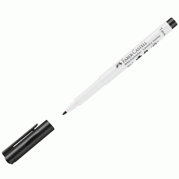 Marker textil slim varf rotund negru faber-castell