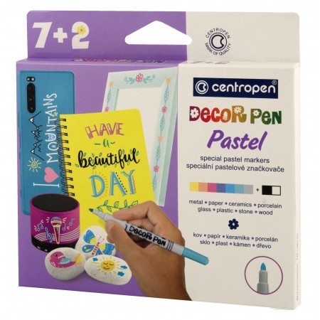 Markere permanente pt decor. slim 7+2 cul. pastel 2738 centropen Markere permanente pt decor. slim 7+2 cul. pastel 2738 centropen