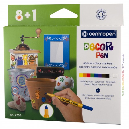 Markere permanente pt decor. slim 8+1 culori 2738 centropen