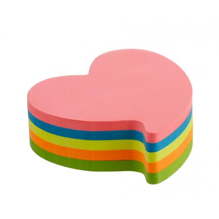 Notes adeziv 70*70mm "inima" roz neon 100 file kores