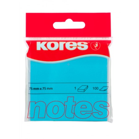 Notes adeziv 75*75mm albastru neon 100 file kores