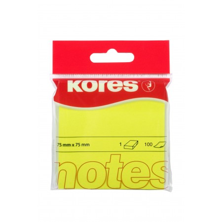 Notes adeziv 75*75mm galben neon 100 file kores