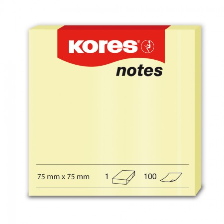 Notes adeziv 75*75mm galben pal 100 file kores