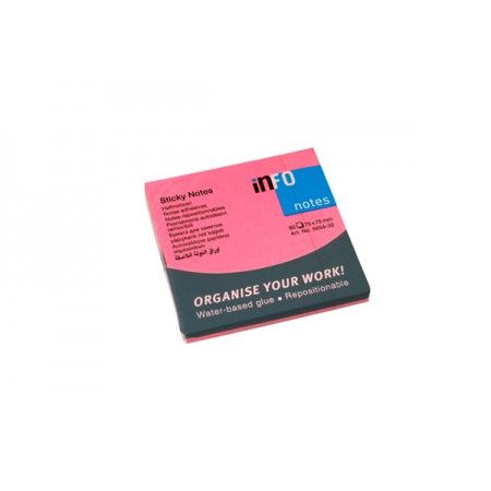 Notes adeziv 75*75mm roz neon 80 file global notes