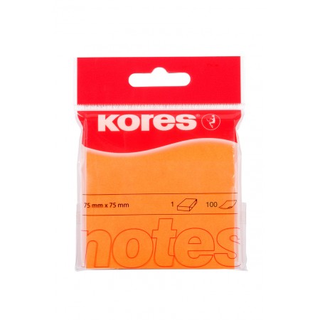 Notes adeziv 75x75mm portocaliu neon 100 file kores