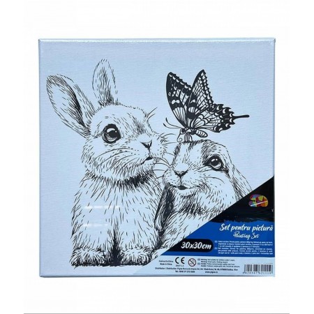 Panza predesenata pe sasiu 30*30cm iepurasi sf art pigna