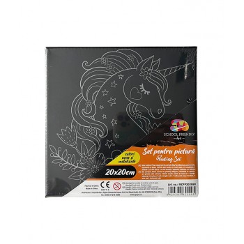 Panza predesenata pe sasiu neagra 20*20cm unicorn sf art pigna