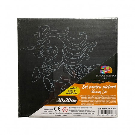 Panza predesenata pe sasiu neagra 20 x 20 cm unicorni 2 sf art pigna Panza predesenata pe sasiu neagra 20 x 20 cm unicorni 2 sf art pigna
