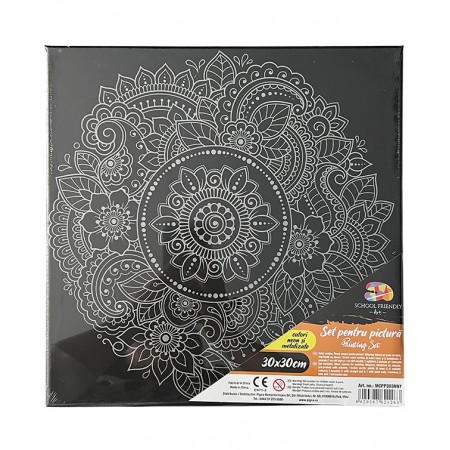 Panza predesenata pe sasiu neagra 30*30cm mandale sf art pigna
