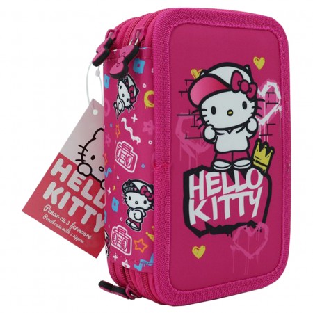 Penar neechipat 3 fermoare hello kitty roz pigna