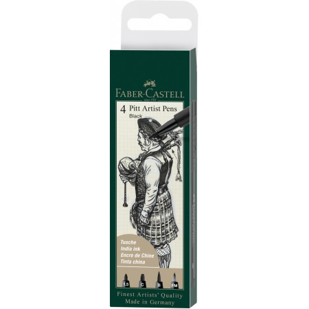 Pitt artist pen set 4 buc negru ( 1.5,c,b,fm) faber-castell Pitt artist pen set 4 buc negru ( 1.5,c,b,fm) faber-castell
