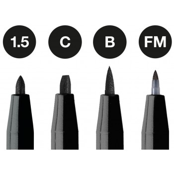 Pitt artist pen set 4 buc negru ( 1.5,c,b,fm) faber-castell