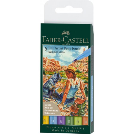 Pitt artist pen set 6 buc culori vara 2022 faber-castell Pitt artist pen set 6 buc culori vara 2022 faber-castell