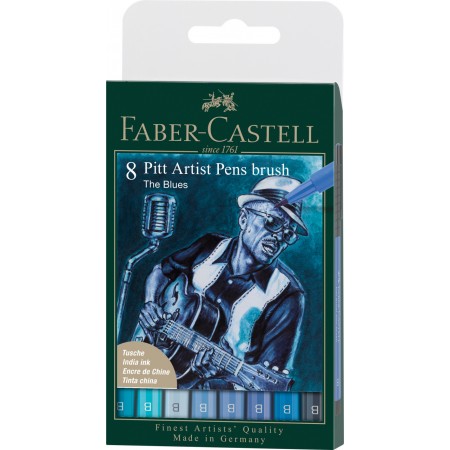 Pitt artist pen set 8 buc albastru 2022 faber-castell