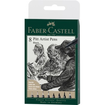 Pitt artist pen set 8 buc negru 2022 faber-castell