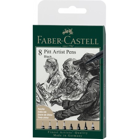 Pitt artist pen set 8 buc negru 2022 faber-castell Pitt artist pen set 8 buc negru 2022 faber-castell