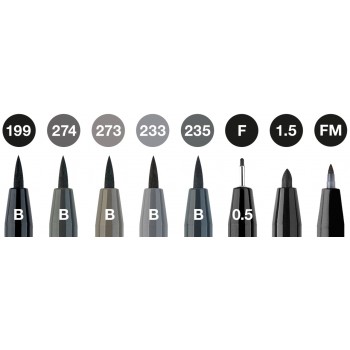 Pitt artist pen set 8 buc negru & gri faber-castell