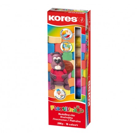 Plastilina 10 culori 200g kores