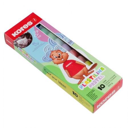Plastilina 10 culori pastel 200 gr kores