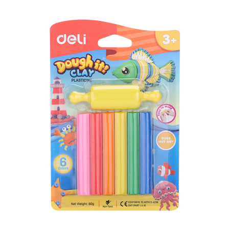 Plastilina 6 culori 60g + forma modelaj deli