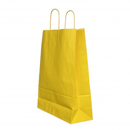 Punga hartie maner rasucit 26 x 12 x 35 cm galben/alb papiroti