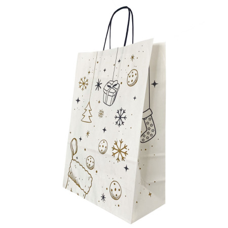Punga hartie maner rasucit 26 x 12 x 35 cm alb/alb craciun papiroti