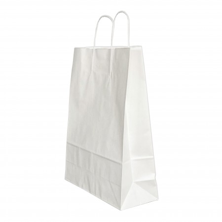 Punga hartie maner rasucit 26 x 12 x 35 cm alb/alb papiroti
