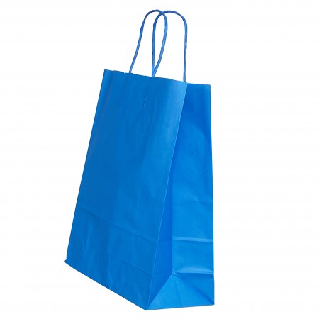 Punga hartie maner rasucit 26 x 12 x 35 cm albastru/alb papiroti Punga hartie maner rasucit 26 x 12 x 35 cm albastru/alb papiroti