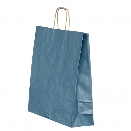 Punga hartie maner rasucit 26 x 12 x 35 cm albastru/maro papiroti