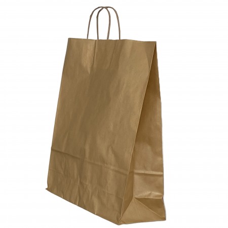 Punga hartie maner rasucit 26 x 12 x 35 cm auriu/alb papiroti