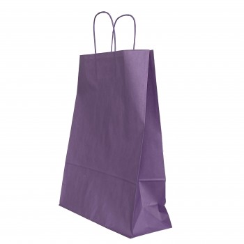 Punga hartie maner rasucit 26 x 12 x 35 cm mov/alb papiroti