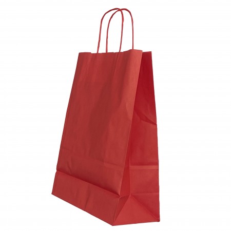 Punga hartie maner rasucit 26 x 12 x 35 cm rosu/alb papiroti