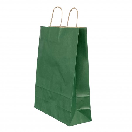Punga hartie maner rasucit 26 x 12 x 35 cm verde dungi/maro papiroti