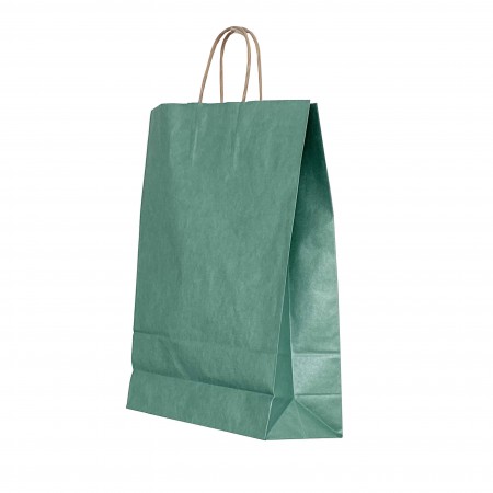 Punga hartie maner rasucit 26 x 12 x 35 cm verde/maro papiroti Punga hartie maner rasucit 26 x 12 x 35 cm verde/maro papiroti