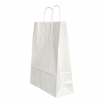 Punga hartie maner rasucit 32 x 12 x 41 cm alb/alb papiroti