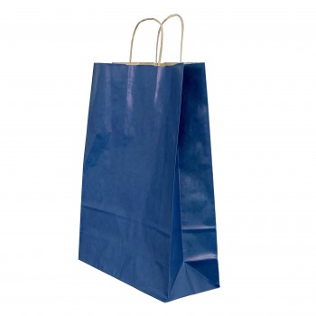 Punga hartie maner rasucit 32 x 12 x 41 cm albastru dungi/maro papiroti