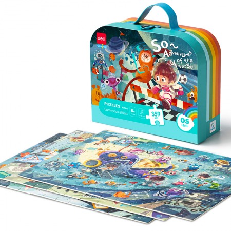 Puzzle geanta cadou 359 piese efect luminos univers 5+ deli
